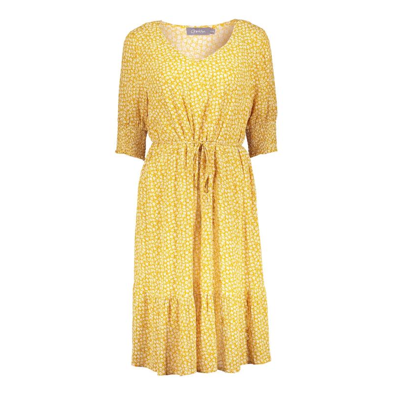 Dress All Over Print Flowers Smock At Arm 17056-26 - Geisha