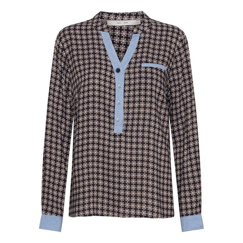 Alma Shirt Navy Flower - Costa Mani