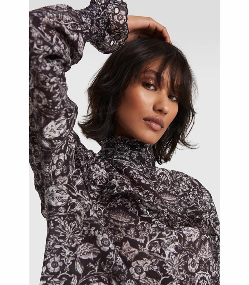 Woven Flower Linen Blouse - Alix The Label