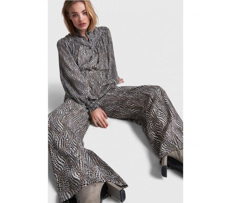 Woven Dots Animal Wide Leg Pants - Alix The Label