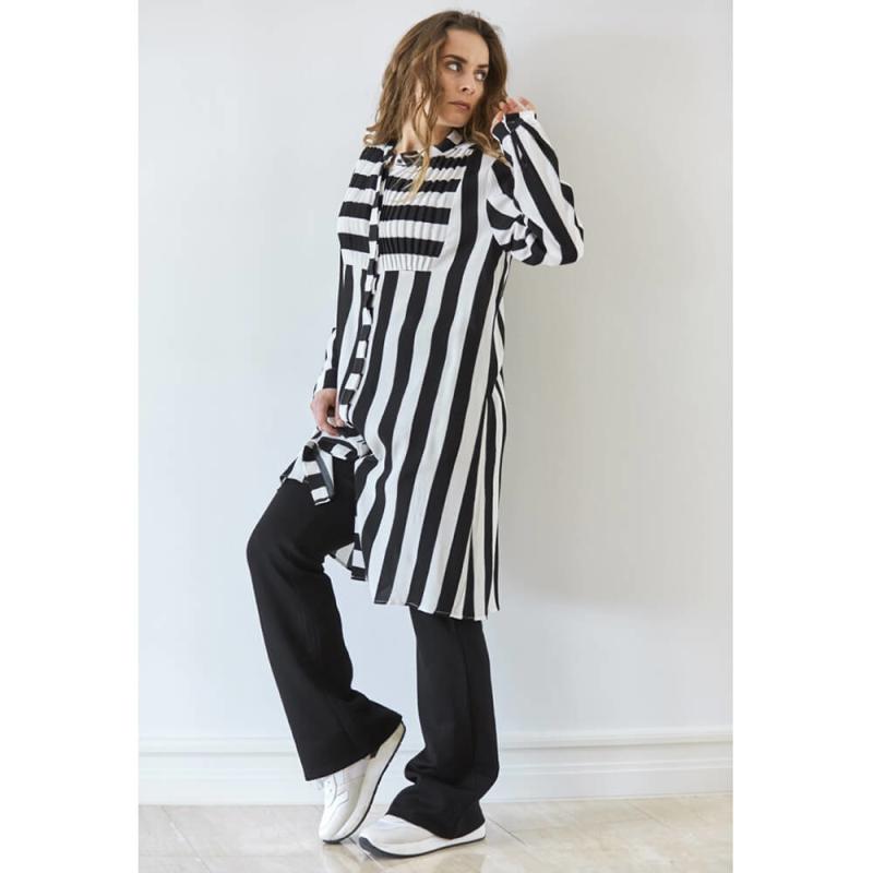 Stripe Pleat Dress - Costa Mani