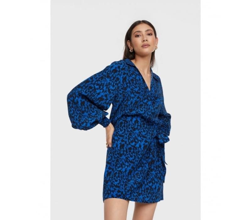 Ladies Woven Sketchy Animal Dress With Knot - Alix The Label