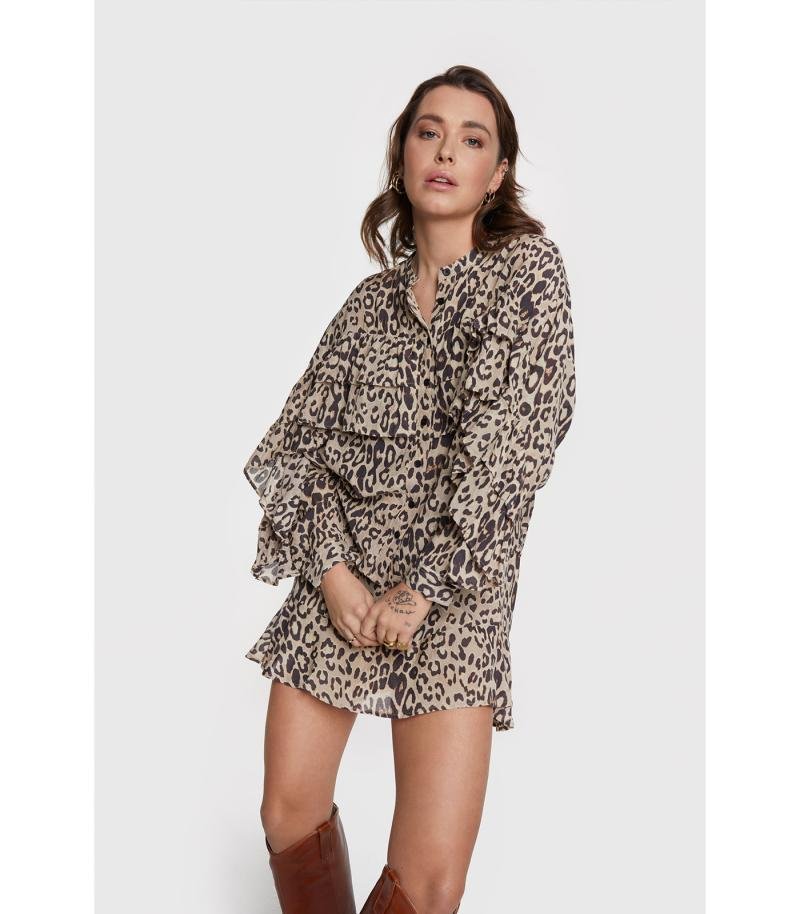 Ladies Woven Animal Ruffle Skirt - Alix The Label