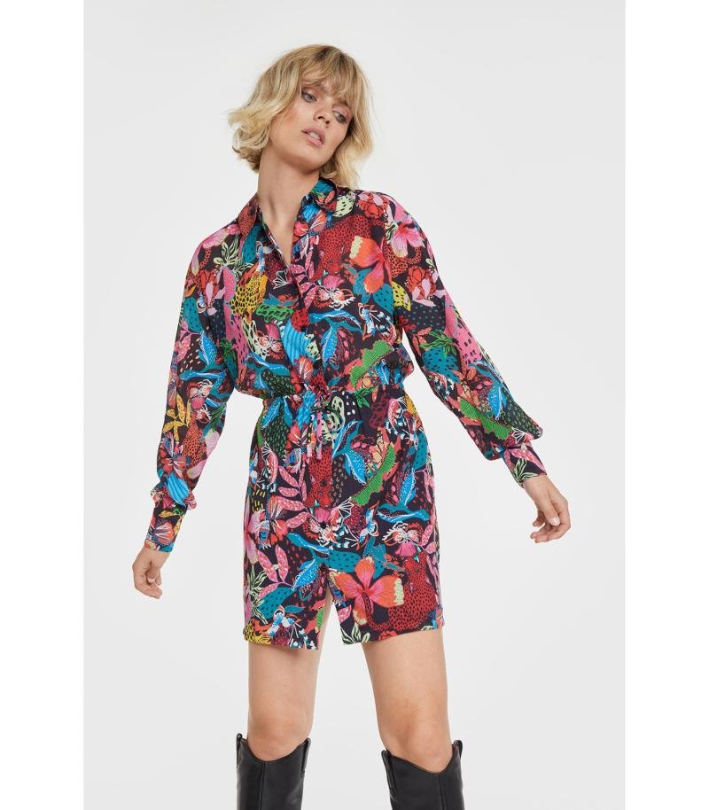 Ladies Woven Wild Print Crinkle Dress - Alix The Label