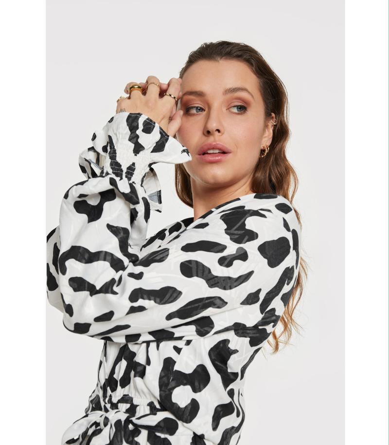 Ladies Woven Big Animal Jacquard Playsuit - Alix The Label