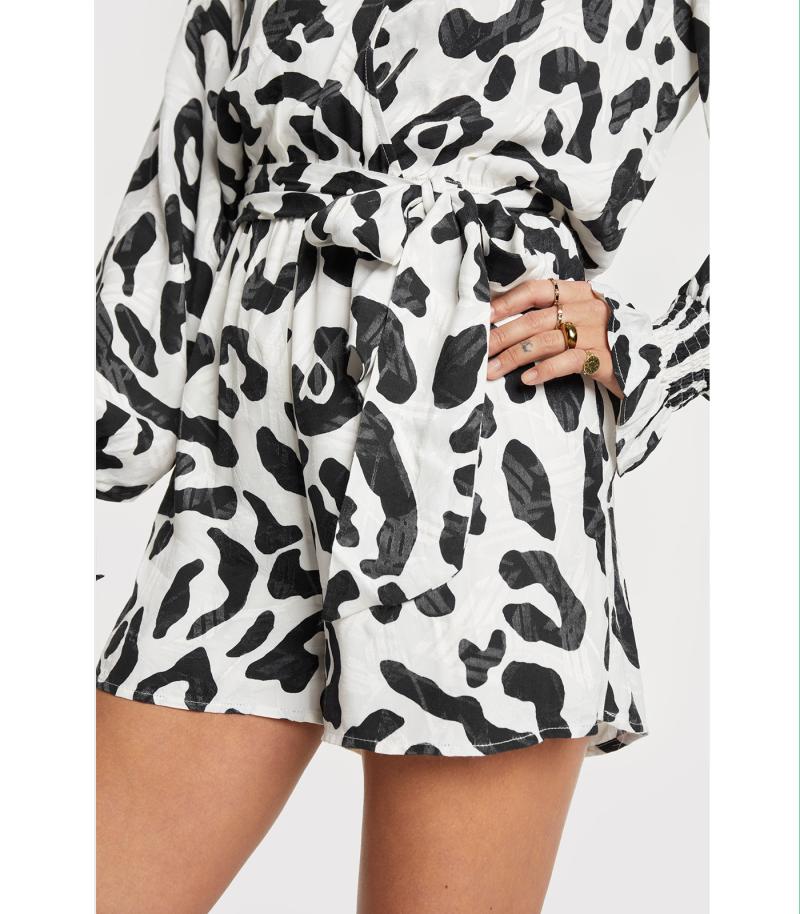 Ladies Woven Big Animal Jacquard Playsuit - Alix The Label