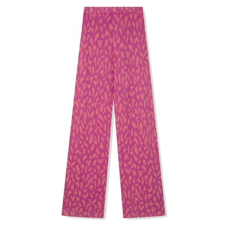 Ladies Knitted Wide Leg Jacquard Pants - Alix The Label