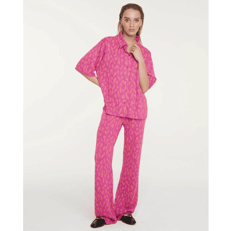 Ladies Knitted Wide Leg Jacquard Pants - Alix The Label