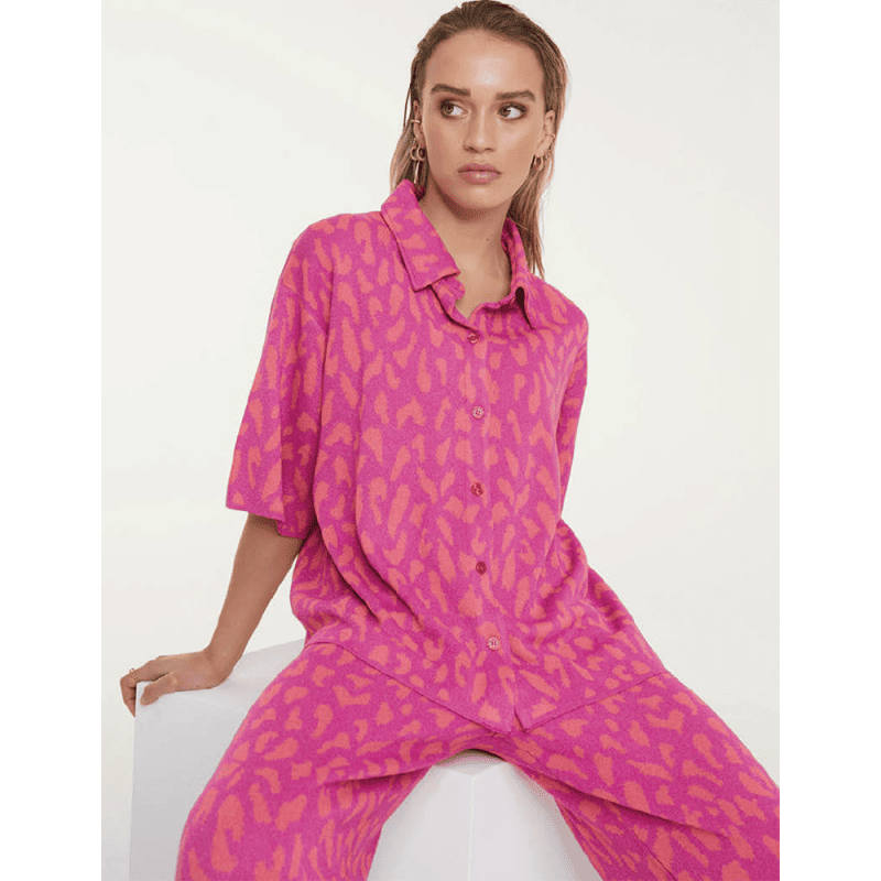 Ladies Knitted Wide Leg Jacquard Pants - Alix The Label