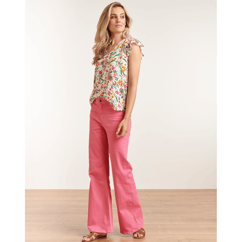 Top V-Hals Paisley Print 23199 - Smashed Lemon