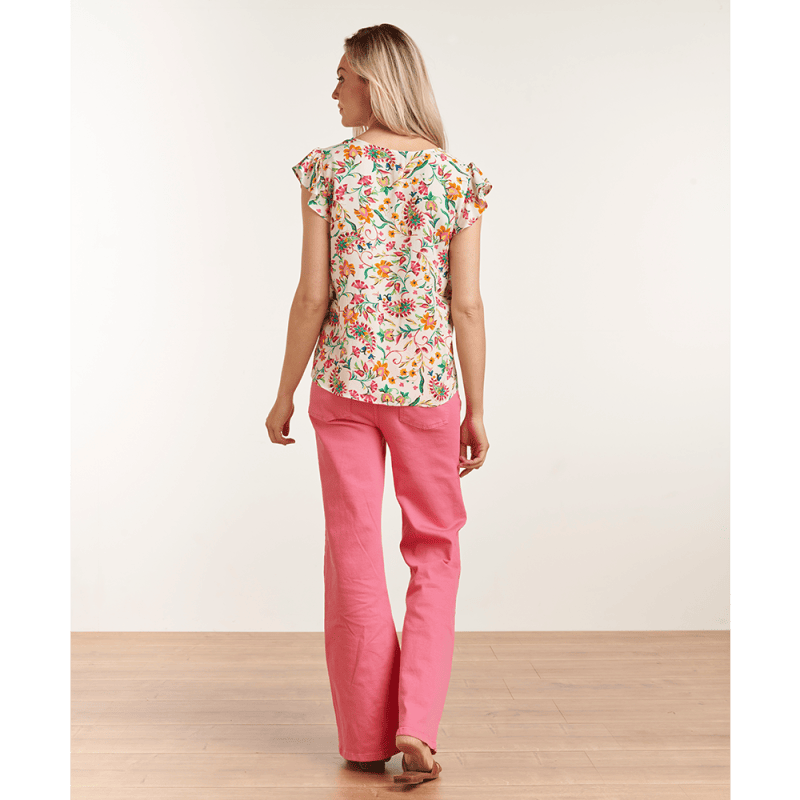 Top V-Hals Paisley Print 23199 - Smashed Lemon