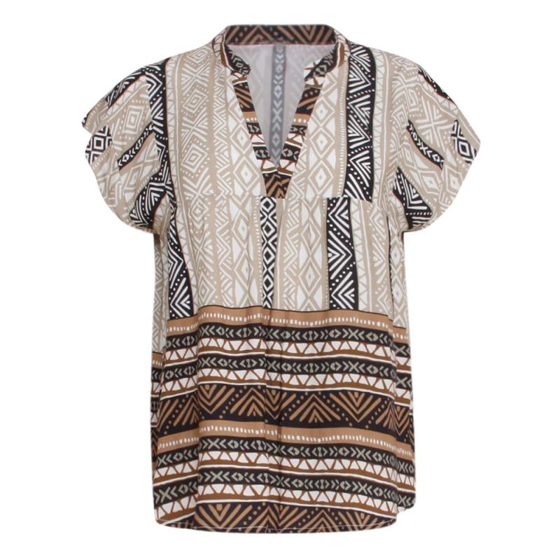 Top V-Hals Aztec Print 23341 - Smashed Lemon