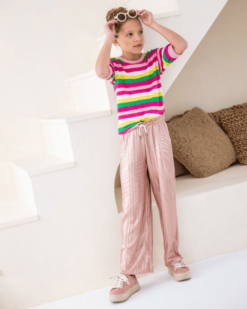 Flo girls knitted multi stripe ss top - Like Flo