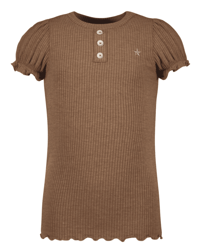 Flo girls solid rib ss tee with button closure - Like Flo