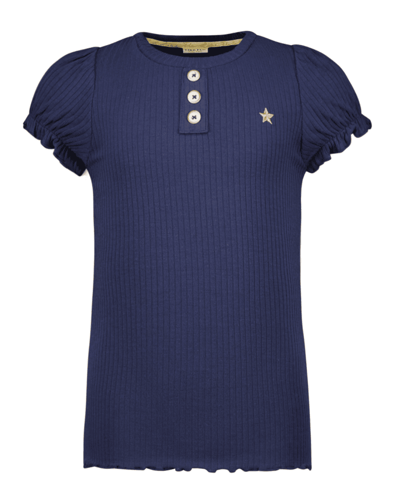 Flo girls solid rib ss tee with button closure - Like Flo