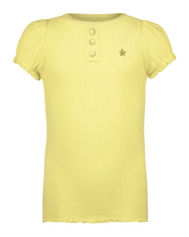 Flo girls solid rib ss tee with button closure - Like Flo