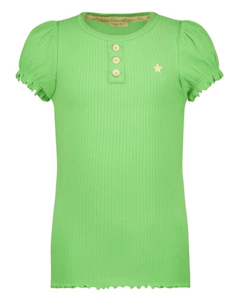 Flo girls solid rib ss tee with button closure - Like Flo