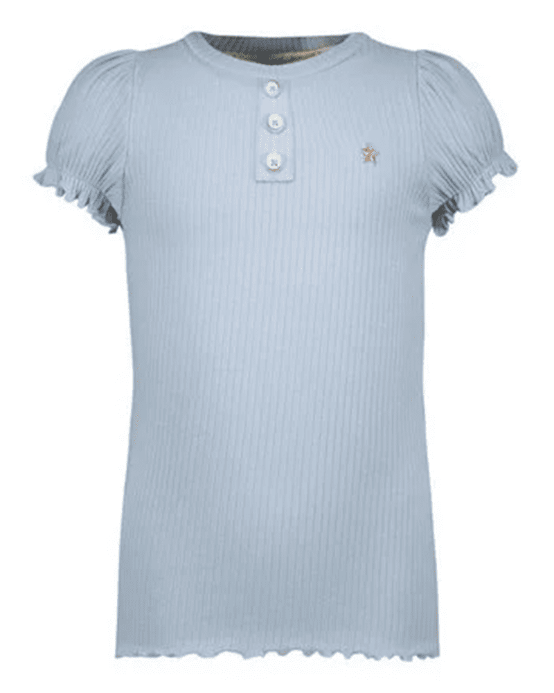 Flo girls solid rib ss tee with button closure - Like Flo