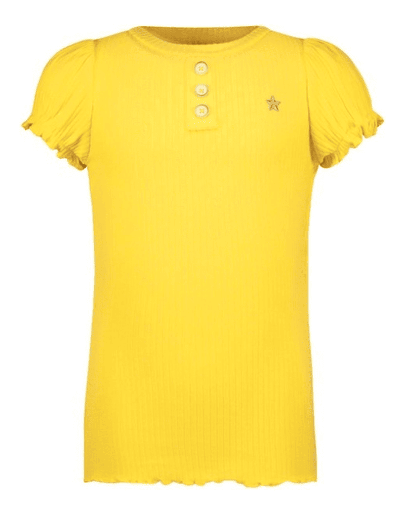 Flo girls solid rib ss tee with button closure - Like Flo