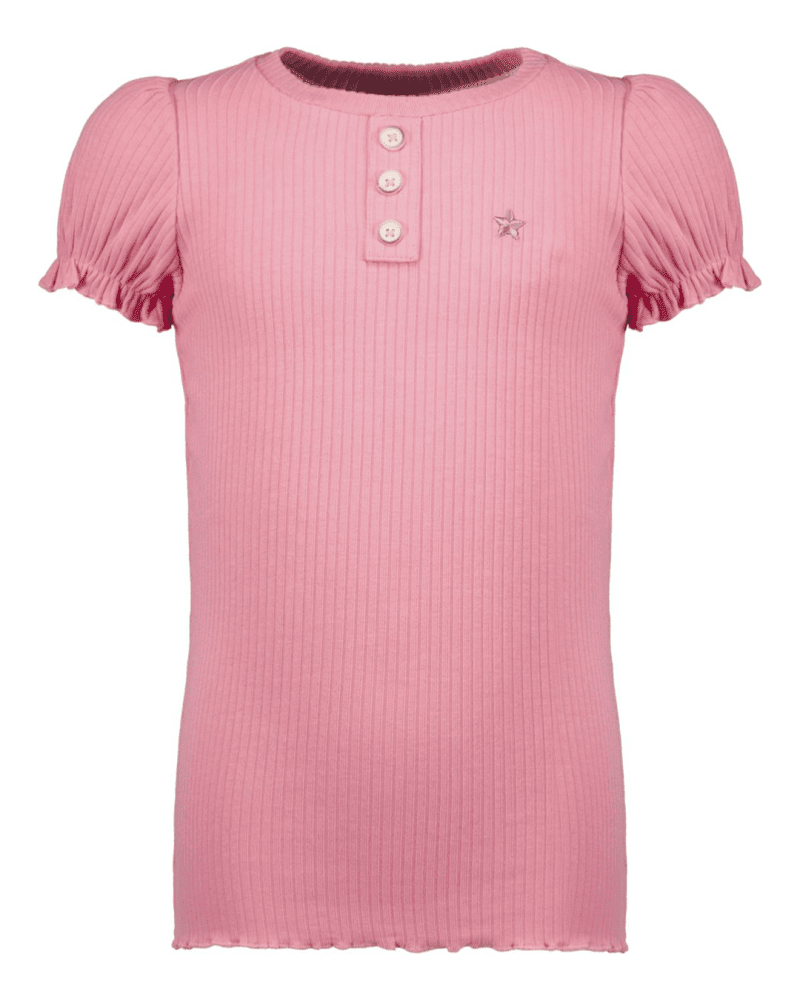 Flo girls solid rib ss tee with button closure - Like Flo