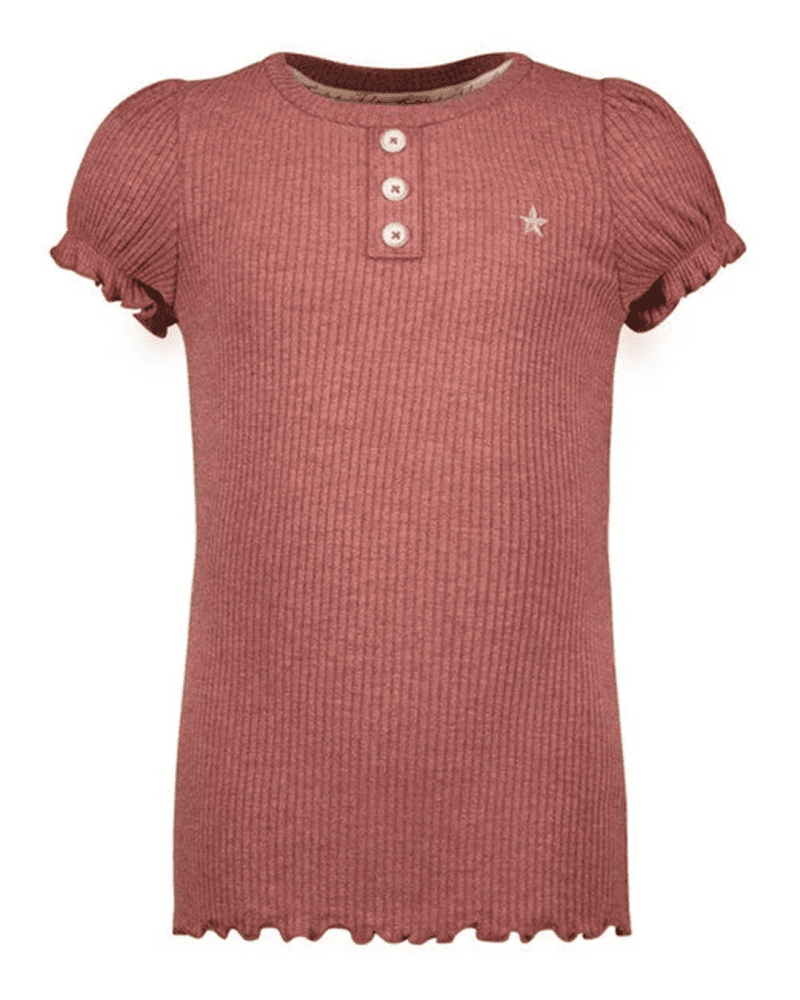 Flo girls solid rib ss tee with button closure - Like Flo