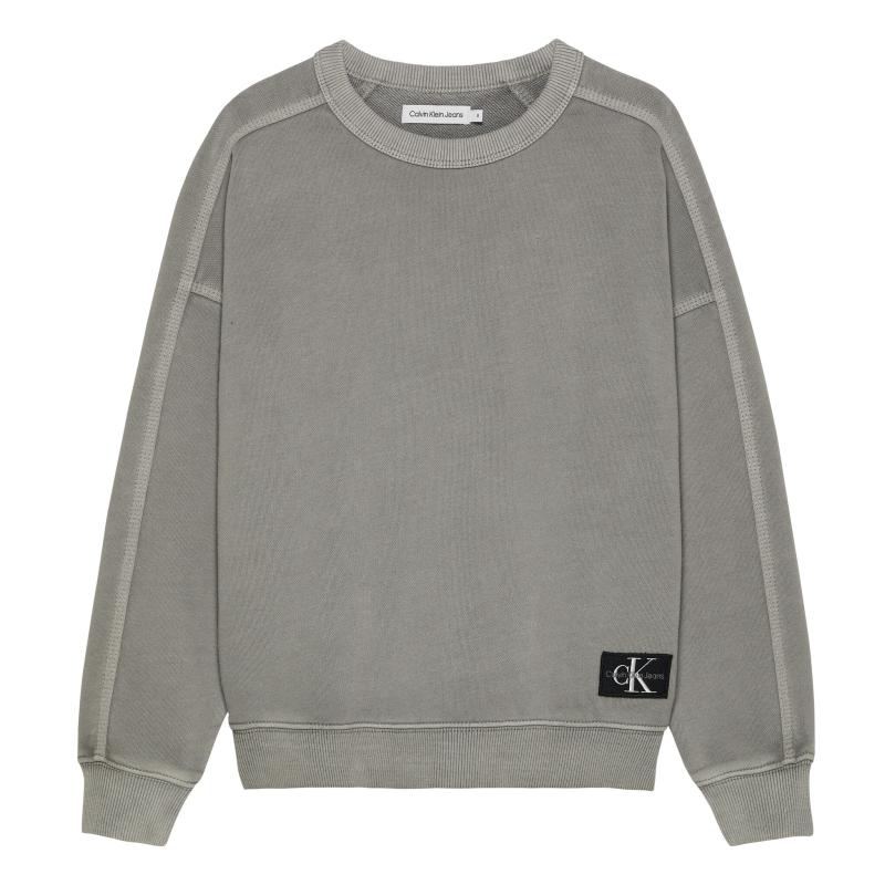 Mineral Dye Cutseam Badge Crewneck - Calvin Klein Kids