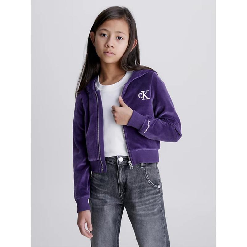 Velvet Monogram Zip Through - Calvin Klein Kids