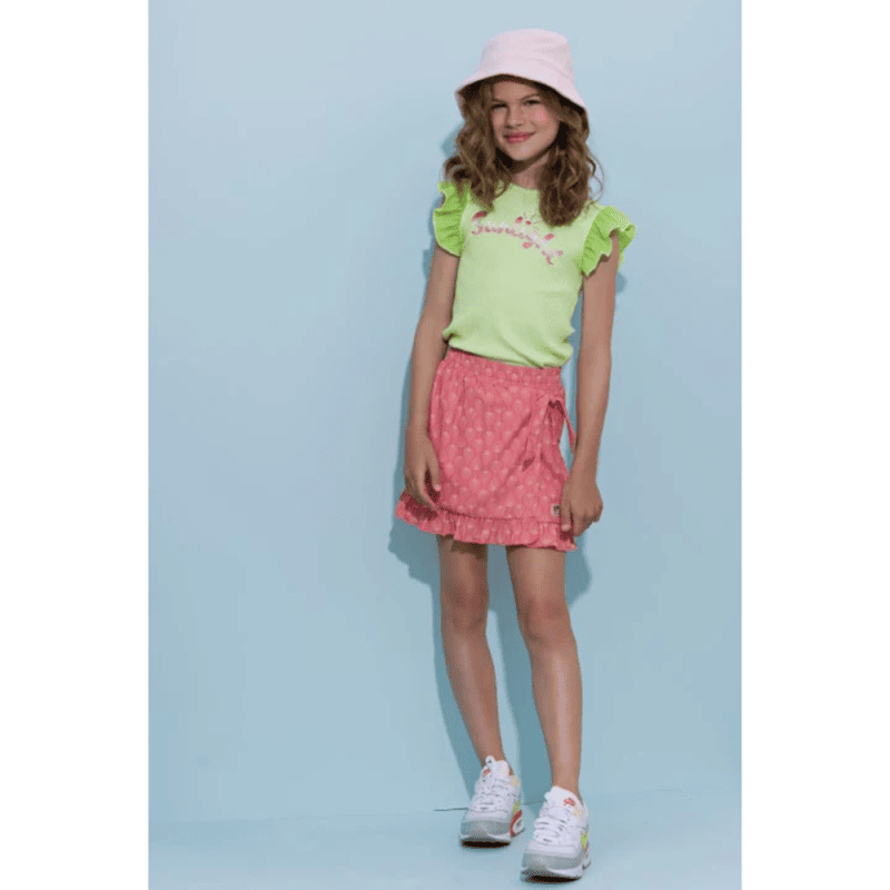 Kamsi rib jersey tshirt with contrast ruffled s/sleeves - NoNo