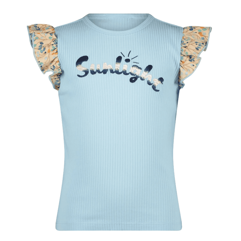 Kamsi rib jersey tshirt with contrast ruffled s/sleeves - NoNo