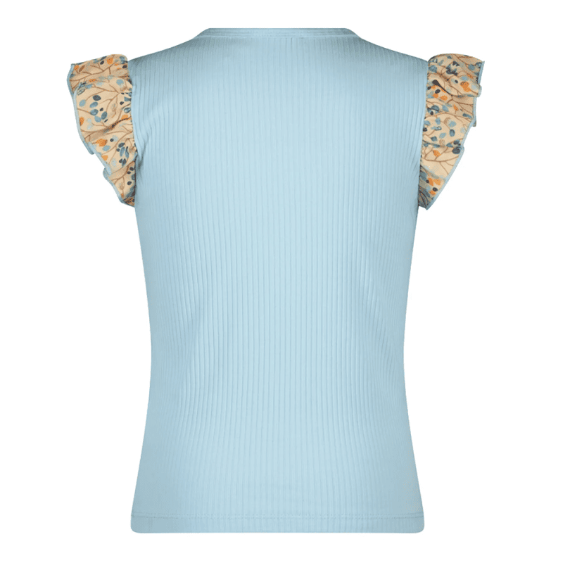 Kamsi rib jersey tshirt with contrast ruffled s/sleeves - NoNo