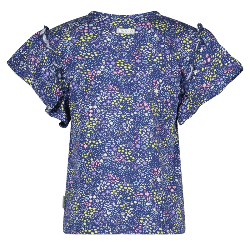 Girls aop t-shirt w/ ruffled sleeve - B.Nosy