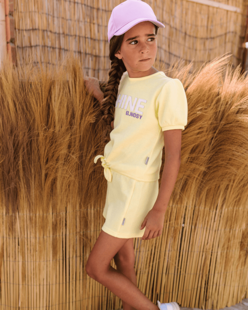 Girls top w/ puff sleeve and knot at hem - B.Nosy