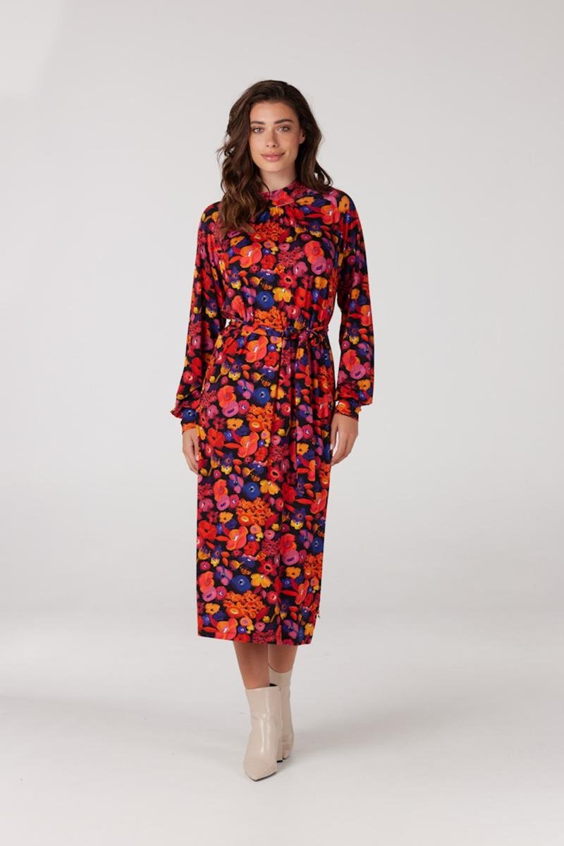 Honey Dress Print With Turtle Neck And Raglan