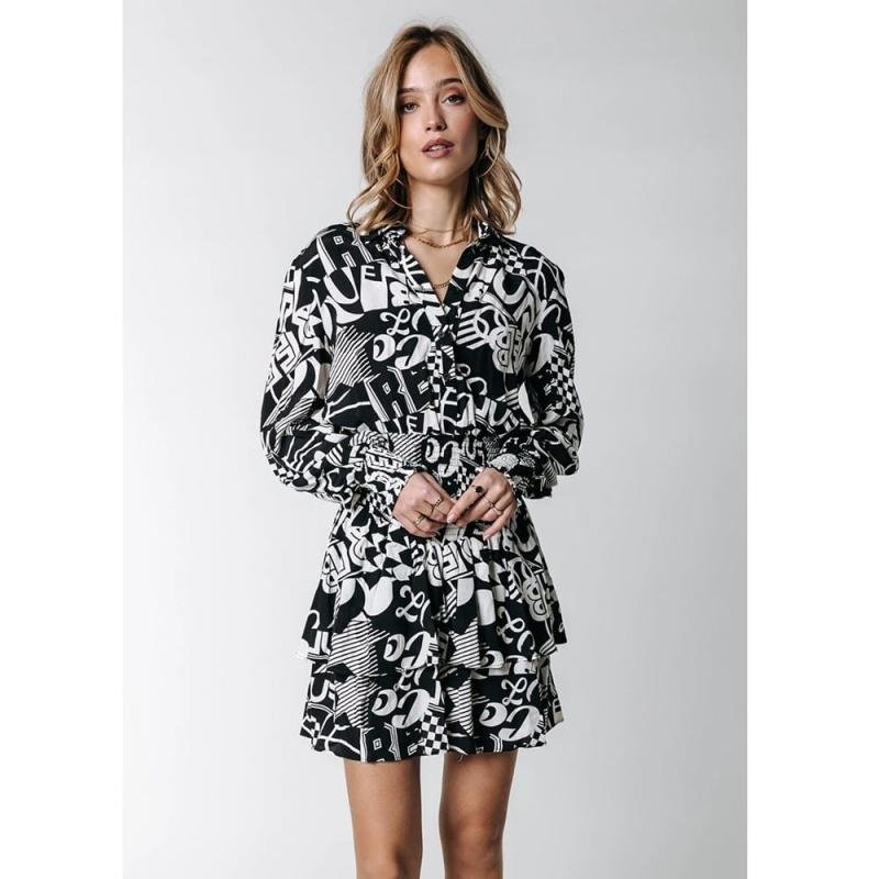 Kina Letter Ruffle Mini Dress
