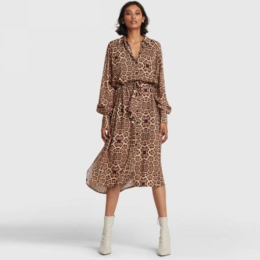 Woven Jaguar Oversized Blouse Dress - Alix The Label - Alternatieve afbeelding