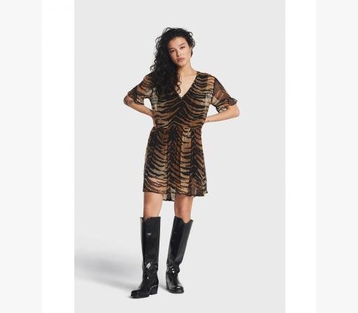 Ladies Woven Tiger Crinkle Chiffon Dress - Alix The Label - Alternatieve afbeelding