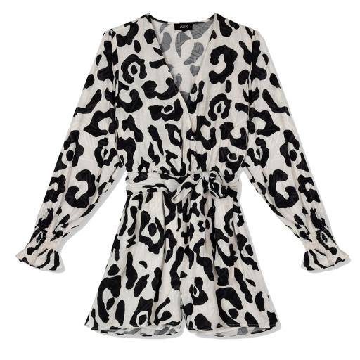 Alix The Label - Ladies Woven Big Animal Jacquard Playsuit