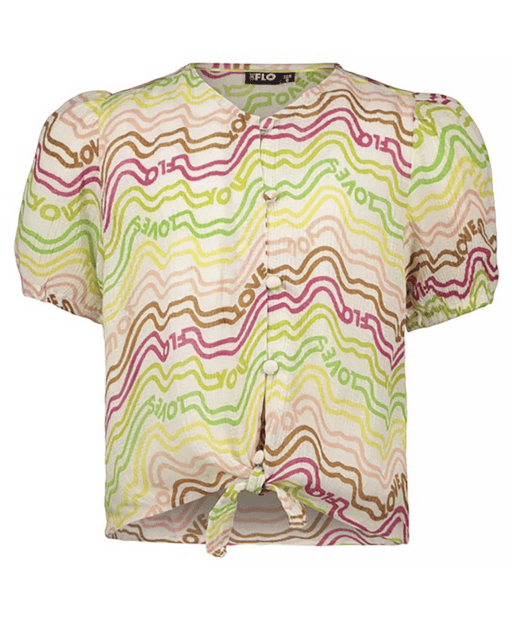 Like Flo - Flo girls fancy woven rainbow knotted blouse