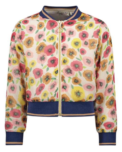 Like Flo - Flo girls chiffon flower baseball jacket
