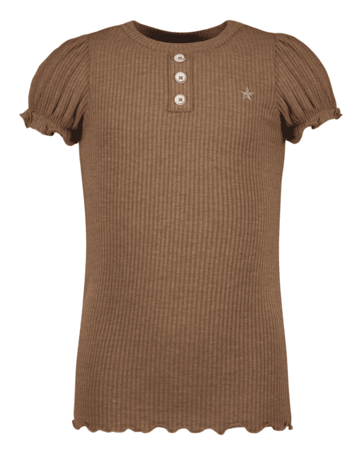 Like Flo - Flo girls solid rib ss tee with button closure