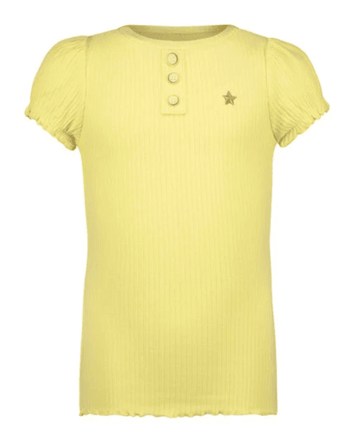 Like Flo - Flo girls solid rib ss tee with button closure