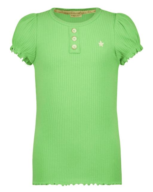 Like Flo - Flo girls solid rib ss tee with button closure