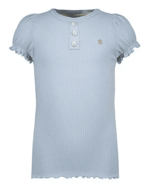 Like Flo - Flo girls solid rib ss tee with button closure