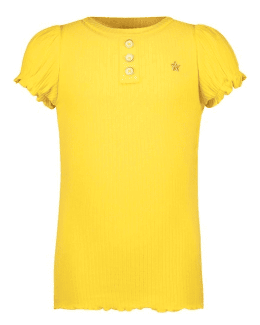 Like Flo - Flo girls solid rib ss tee with button closure