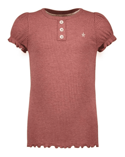 Like Flo - Flo girls solid rib ss tee with button closure