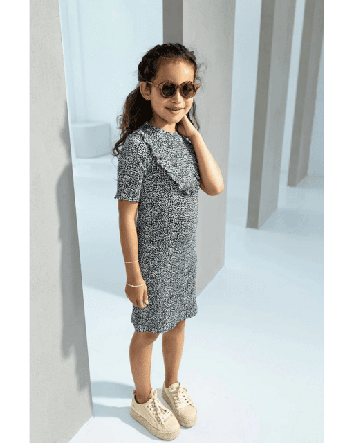 Flo girls fancy rib AOP ruffle dress - Like Flo - Alternatieve afbeelding