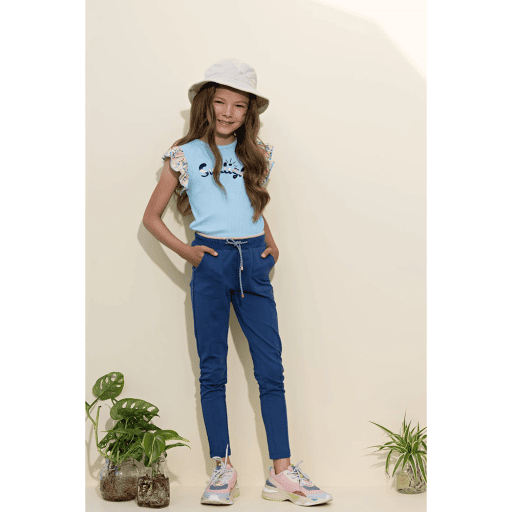 Kamsi rib jersey tshirt with contrast ruffled s/sleeves - NoNo - Alternatieve afbeelding