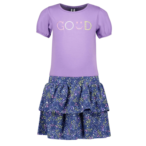 B.Nosy - Girls dress w/ lilac top and leopard aop 2-layer skirt