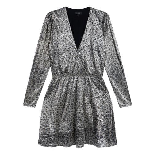 Ladies knitted leopard shiny wrap dress