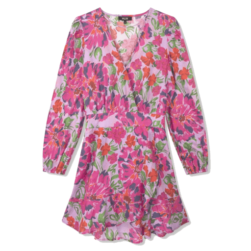 Ladies Woven Painted Flower Broderie Dress